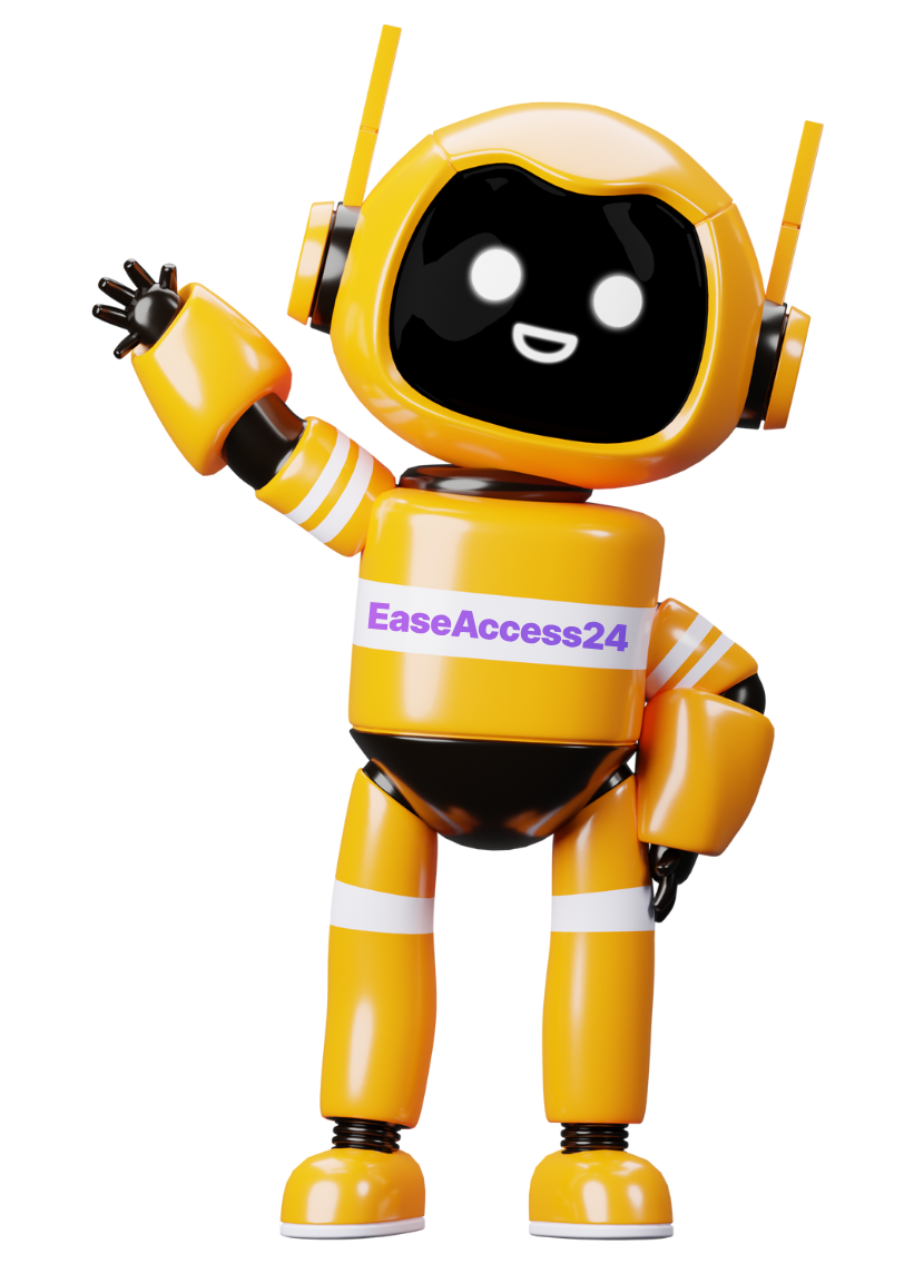 EaseAccess24 robot mascot waving.
