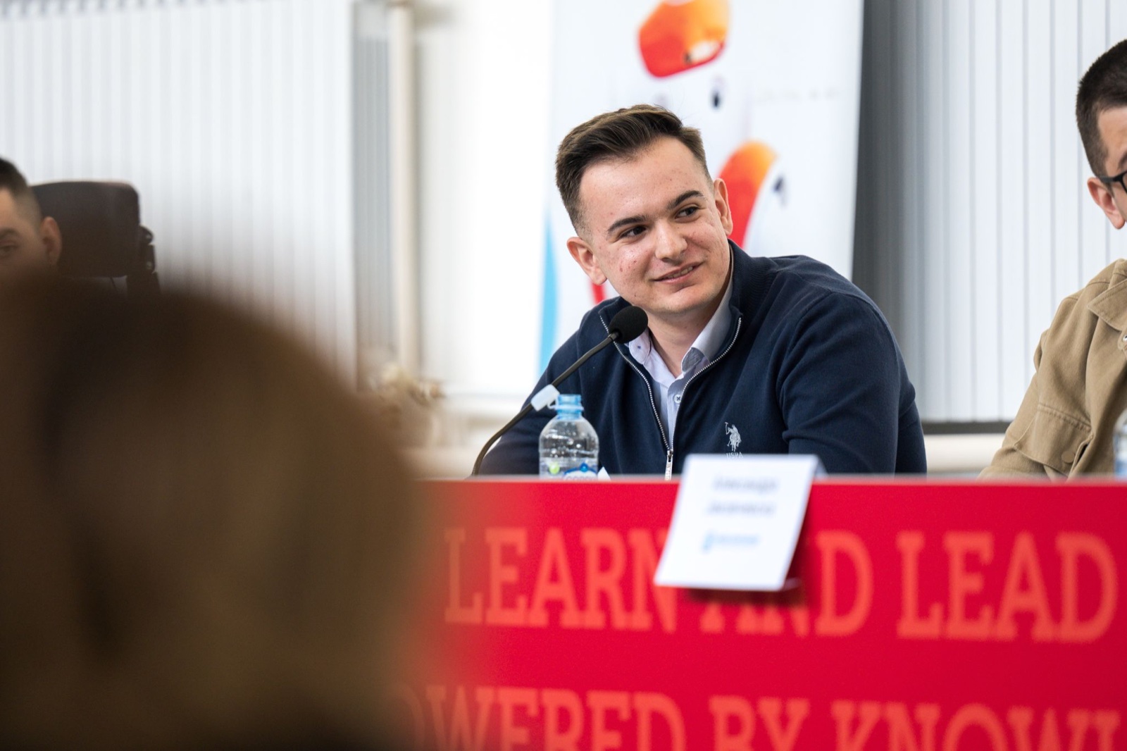 EaseAccess24 panelist speaking at the digital accessibility panel at the Faculty of Computer Science and Engineering in Skopje.