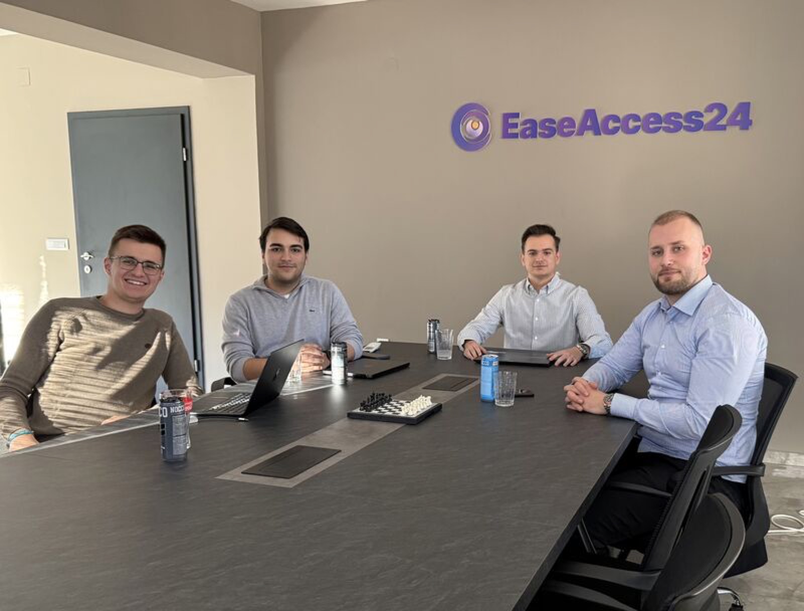 Meeting at EaseAccess24 offices in Skopje to discuss collaboration with the Swedish-Macedonian Chamber of Commerce.