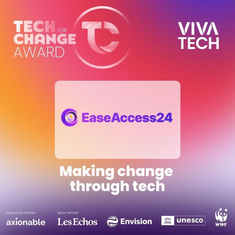 VivaTech Tech for Change Award poster naming EaseAccess24 as a recipient.