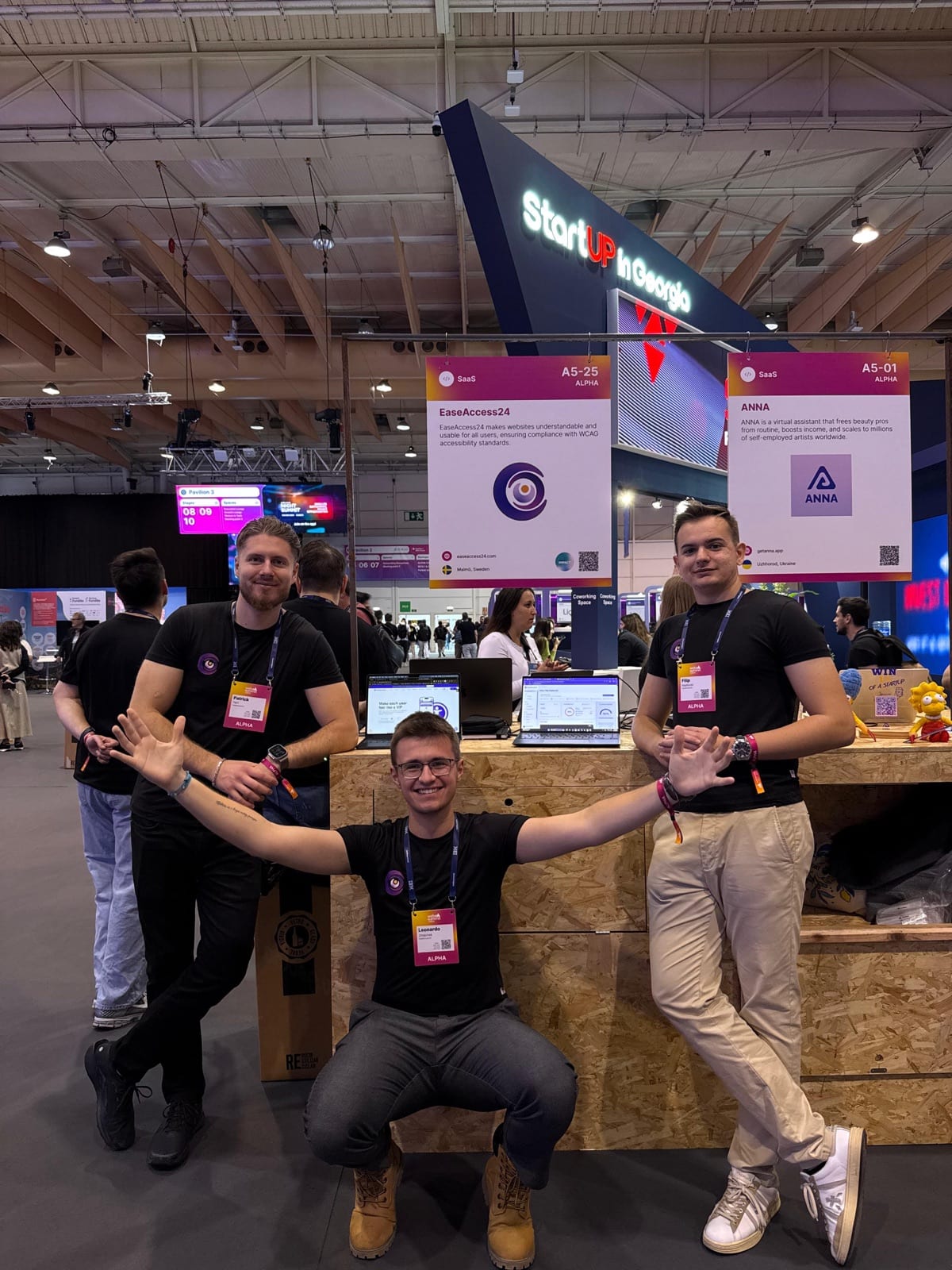 EaseAccess24 team at the Web Summit 2025 ALPHA startup booth in Lisbon.